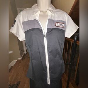NWT Harley-Davidson Black, Gray, and White Zip-Up Shirt, Size M